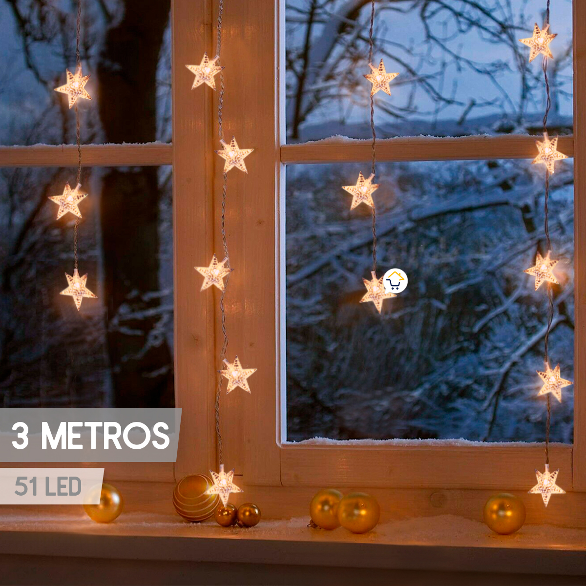 Luces Led Estrellas 3 Metros Extensión Cortina Luz Navidad Cálido ZE019CA